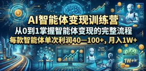 AI智能体变现训练营,从0到1掌握智能体变现的完整流程,每款智能体单次利润40—100+,月入1W+-网创资源站